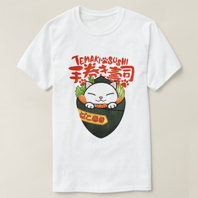 Camiseta Temaki Sushi Cat (Diseño del anverso)