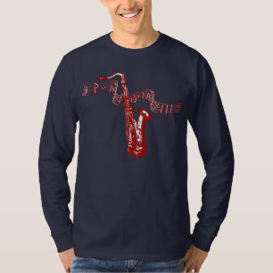 Camiseta Temas musicales Notas rojas saxofónicas - Camisas