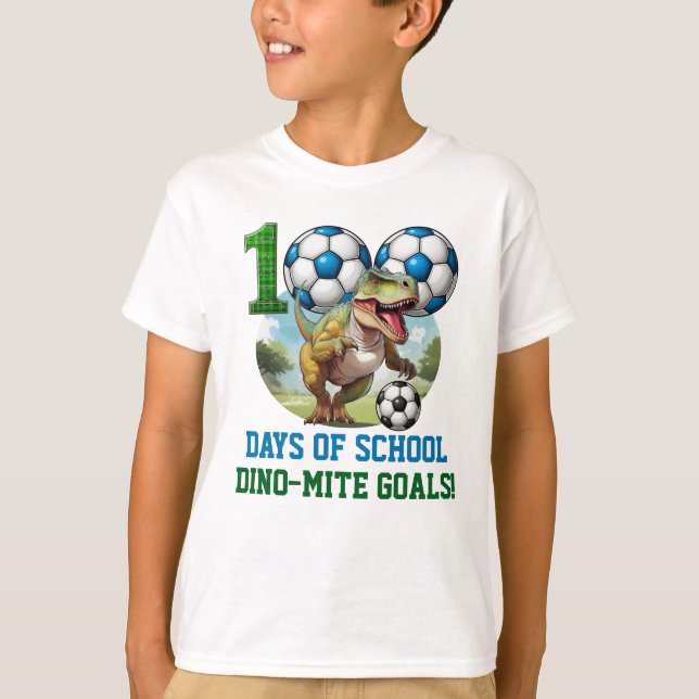 Camiseta temática de dinosaurio para 100 días de e (Anverso)