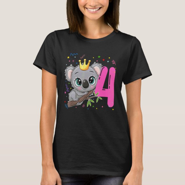 Camiseta Temática de la princesa Koala de cuarto cumpleaños (Anverso)