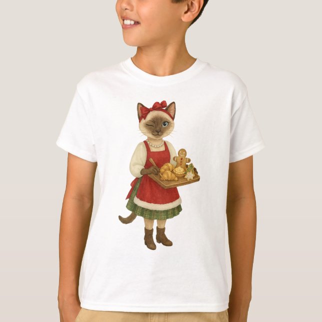 Camiseta Temática de Navidades de gatos en la Panadería (Anverso)
