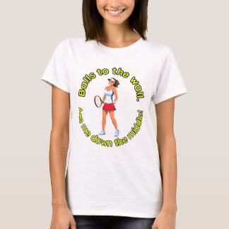 Camiseta temática de tenis con juegos de palabras 