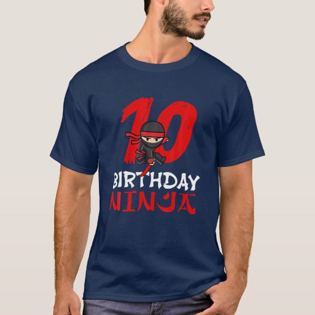 Camiseta Temática Ninja del partido de cumpleaños Ninja de  (Anverso)
