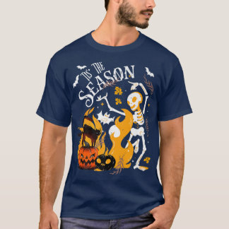 Camiseta Temblorosa temporada bailando esqueleto Gato negro