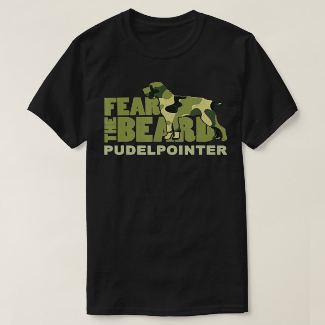 Camiseta Teme la barba Camo Pudelpuntero caza perro (Diseño del anverso)