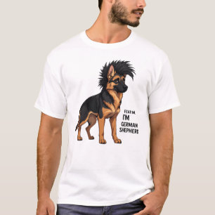 Camiseta Téme Me Soy un Pastor Alemán Perro Punk Mohawk