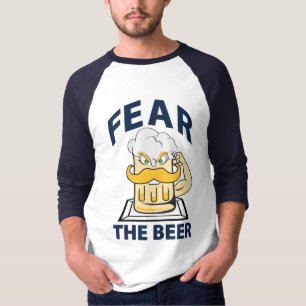Camiseta Temer el béisbol de cerveza, letras azules, Jerse