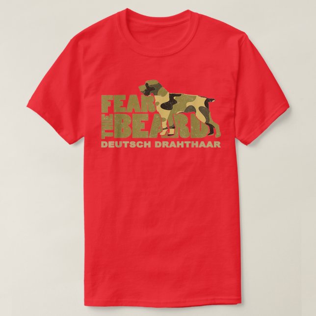 Camiseta Temer La Barba Camo Deutsch Drahthaar Cazar Perro (Diseño del anverso)