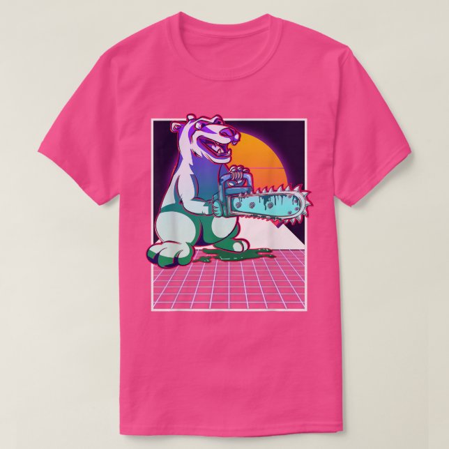 Camiseta Temeroso animal ártico vaporwave 90 Sunset Creepy  (Diseño del anverso)