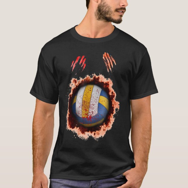 Camiseta temible jugador zombi voleibol escalofriante b (Anverso)