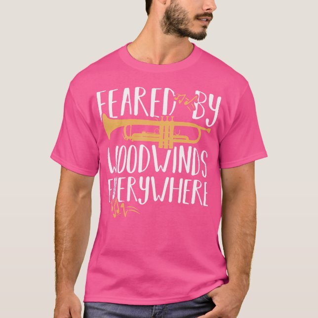 Camiseta Temido Por Woodwinds En Todas Partes Por Musi, Jug (Anverso)