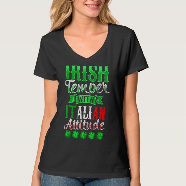 Camiseta Temper irlandés con actitud italiana Día A de Patr (Anverso)