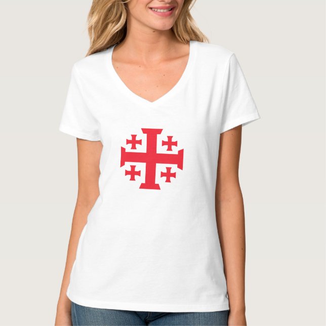 Camiseta Templar Jerusalem Cross Women's V-Neck Tee (Anverso)