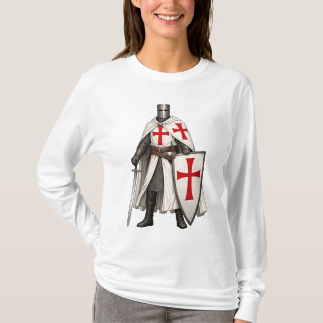 Camiseta Templar Knight Crusader Women's Long Sleeve Tee (Anverso)