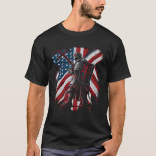 Camiseta Templario de cruzado arrodillando cruzado guerrero