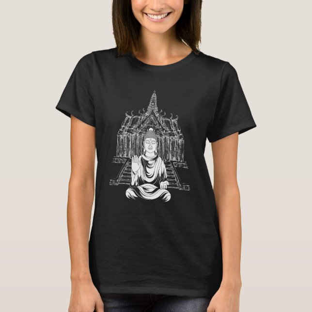 Camiseta Temple Spiritual Buddhism Meditation Zen Buddhist  (Anverso)