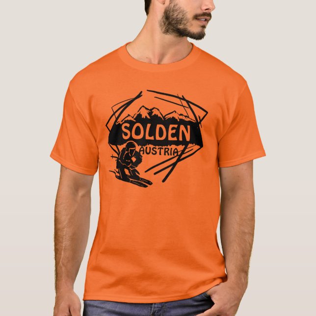 Camiseta Templo de esquí naranja de Solden Austria (Anverso)