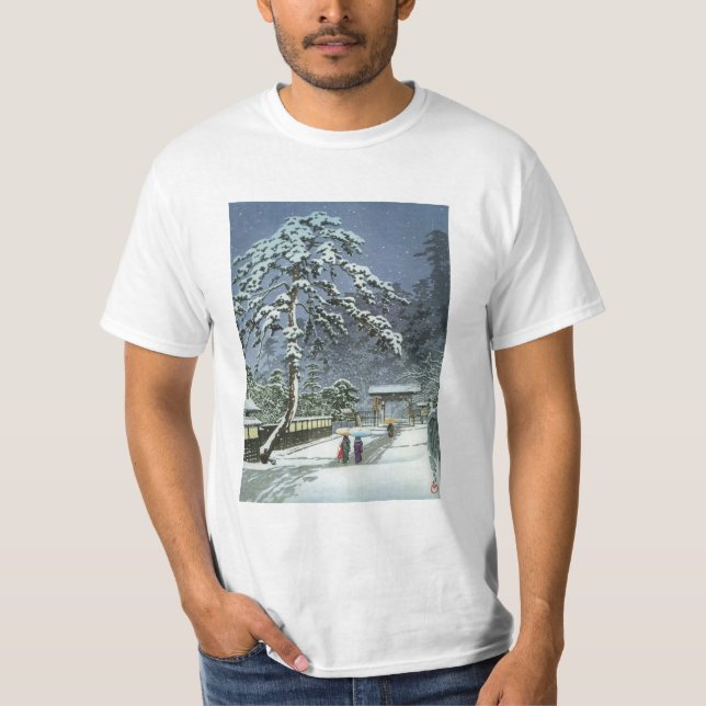 Camiseta Templo de Honmonji en la nieve - 川瀬巴水 de Kawase (Anverso)