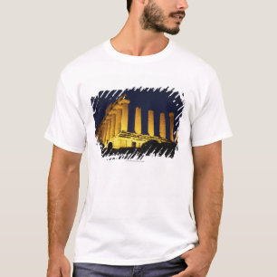 Camiseta Templo griego en la noche con amarillos y naranjas