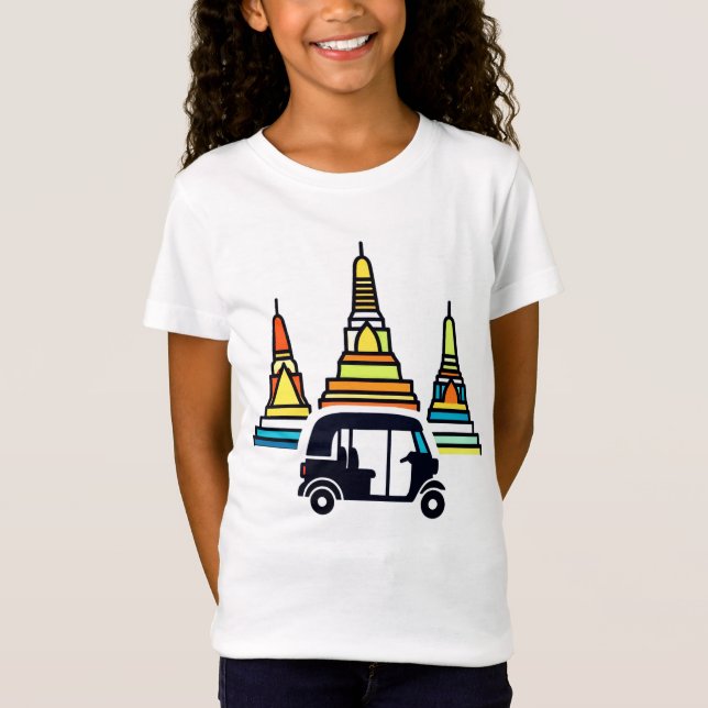 Camiseta Templos tailandeses y tuk tuks (Anverso)