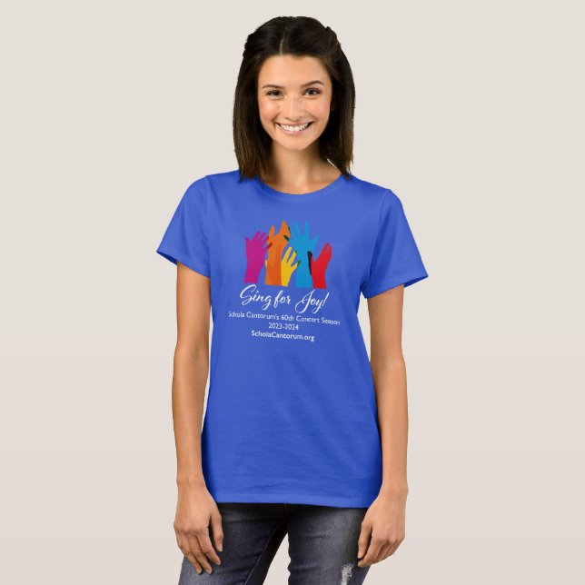 Camiseta Temporada 60 Colegio Cantorum blanco tee femenino (Anverso completo)