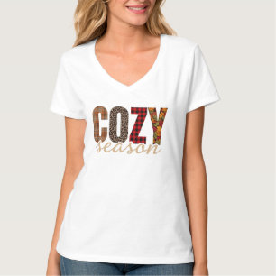 Camiseta Temporada Acogedora Cuadro Leopardo Otoño Vibracio