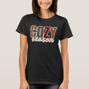 Camiseta Temporada Acogedora Cuadro Leopardo Otoño Vibracio