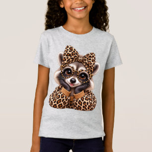 Camiseta Temporada Acogedora Otoño Leopardo Mapache Coqueta