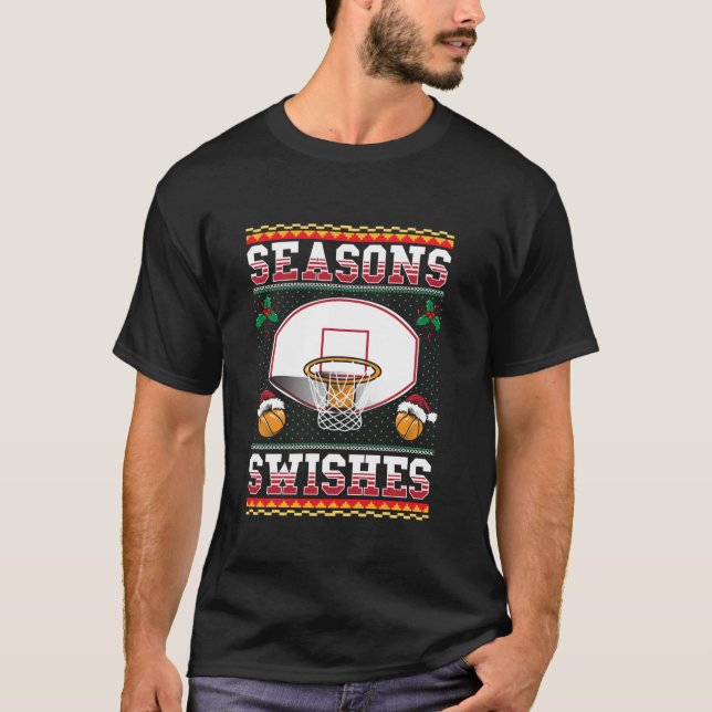Camiseta Temporada de baloncesto desea un patrón de Navidad (Anverso)