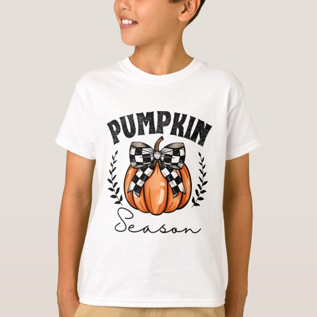 Camiseta Temporada de calabaza Cocina Calabaza Bow Hallowee (Anverso)