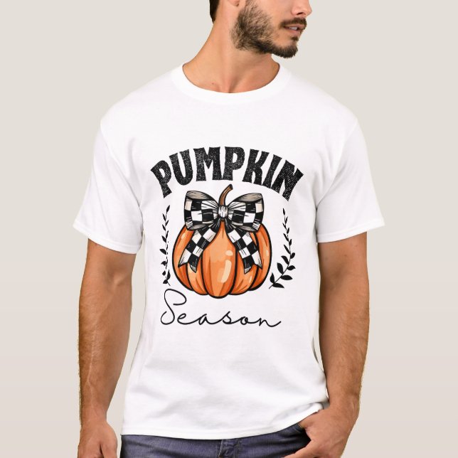 Camiseta Temporada de calabaza Cocina Calabaza Bow Hallowee (Anverso)
