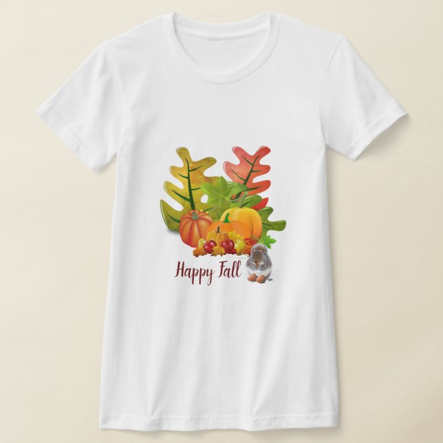 Camiseta Temporada de Calabaza de hojas de otoño y ardilla (Distribución)