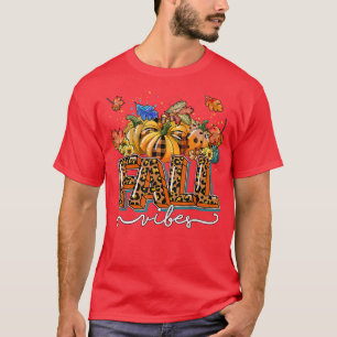 Camiseta Temporada De Calabaza De Vibes De Caída De Leopard