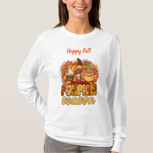 Camiseta Temporada de calabaza Personalizar de otoño Textos