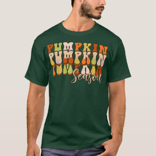 Camiseta Temporada De Calabaza Retro Groovy Las Hojas De Ot