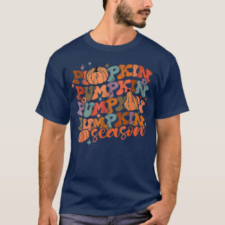 Camiseta Temporada de calabazas de Groovy Hello Fall Vibes 