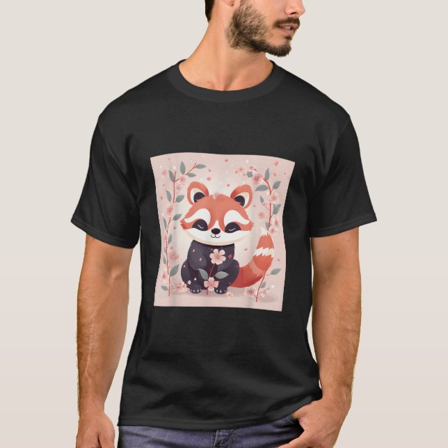 Camiseta Temporada de cerezo de flores Panda rojo Adorable  (Anverso)