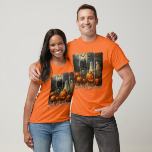 Camiseta Temporada de fantasía Halloween Fantasma Calabazas