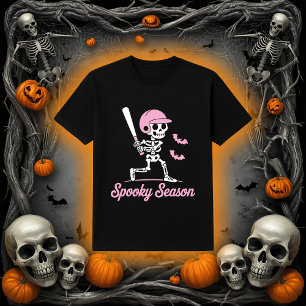 Camiseta Temporada de fantasía Skeleton Hitter Bats Rosad
