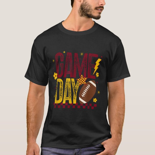 Camiseta Temporada de fútbol Día de juego Retro Maroon Gold (Anverso)