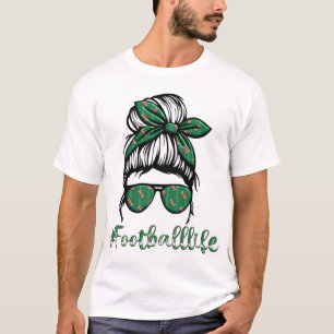 Camiseta Temporada de fútbol femenino Life Messy Bun