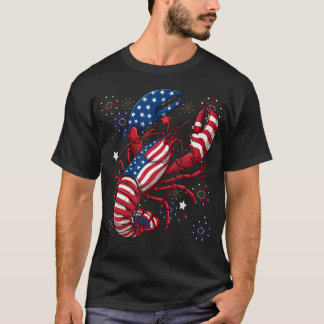 Camiseta Temporada de langosta de bandera americana crustác