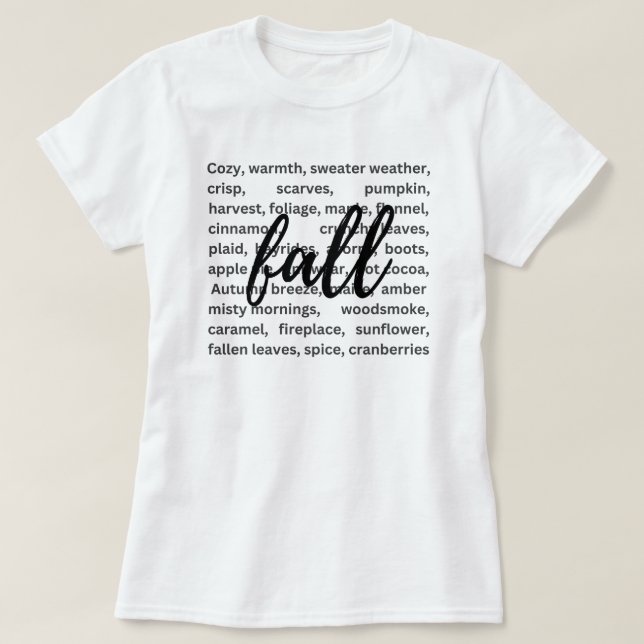 Camiseta Temporada de otoño | Hojas otoñales | Calabaza (Diseño del anverso)