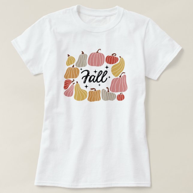 Camiseta Temporada de otoño | Hojas otoñales | Calabaza (Diseño del anverso)