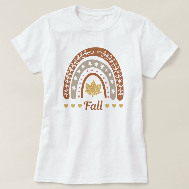 Camiseta Temporada de otoño | Hojas otoñales | Calabaza (Diseño del anverso)