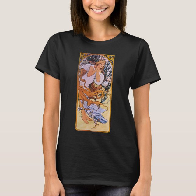 Camiseta Temporada de primavera de Alphonse Mucha, Art Nouv (Anverso)