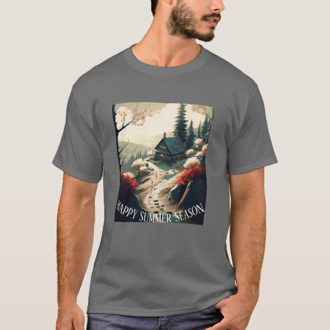 Camiseta Temporada de verano de Serene Mountain Cablescape (Anverso)
