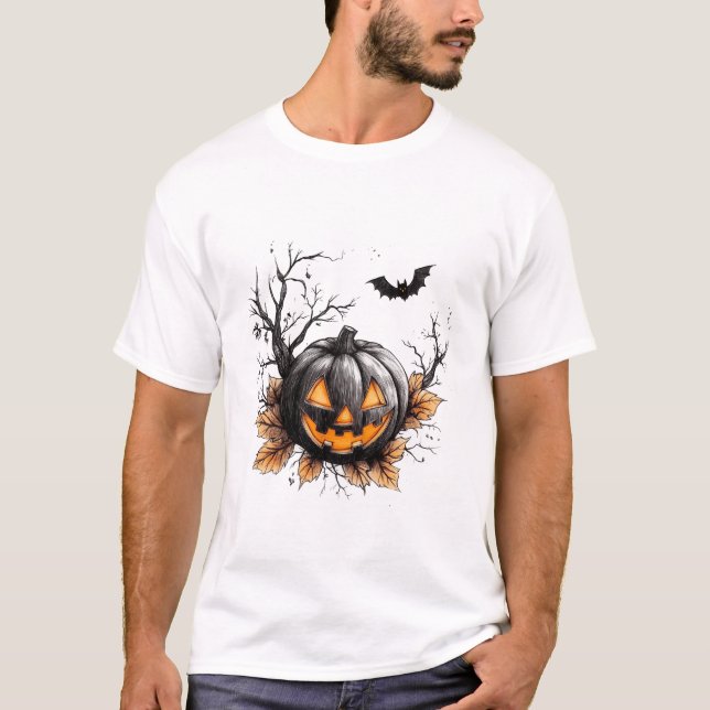 Camiseta temporada espeluznante: calabaza (Anverso)
