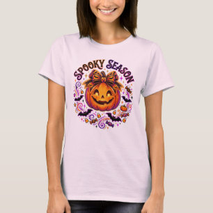 Camiseta Temporada Espeluznante Colorida Arco de Calabaza B