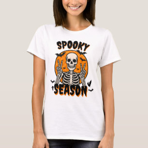 Camiseta Temporada espeluznante, cráneo divertido de Hallow